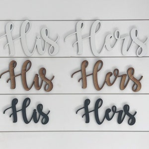His and Hers Towel Hooks Wood Words Towel Rack Couples Gift Bathroom Signs New Home Gift Wall Decor Realtor Closing Gift image 3