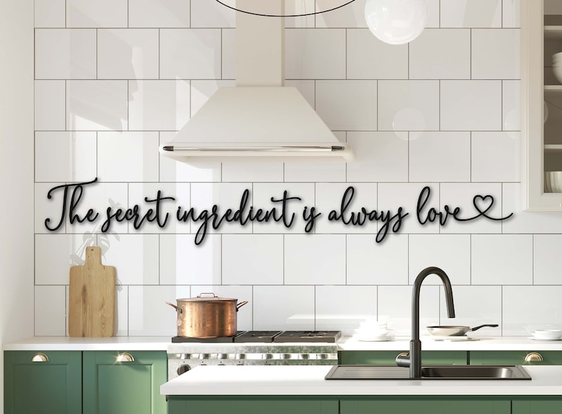 The Secret Ingredient Is Always Love, Kitchen Signs, Wood Words, Kitchen Wall Decor, Laser Cut Sign, Wooden Words, Kitchen Wall Art image 2