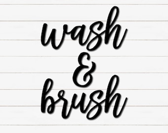 Wash Brush Floss Flush | Restroom Sign | Bathroom Wall Decor | Funny Bathroom Sign | Bathroom Quote Sign | Wooden Words