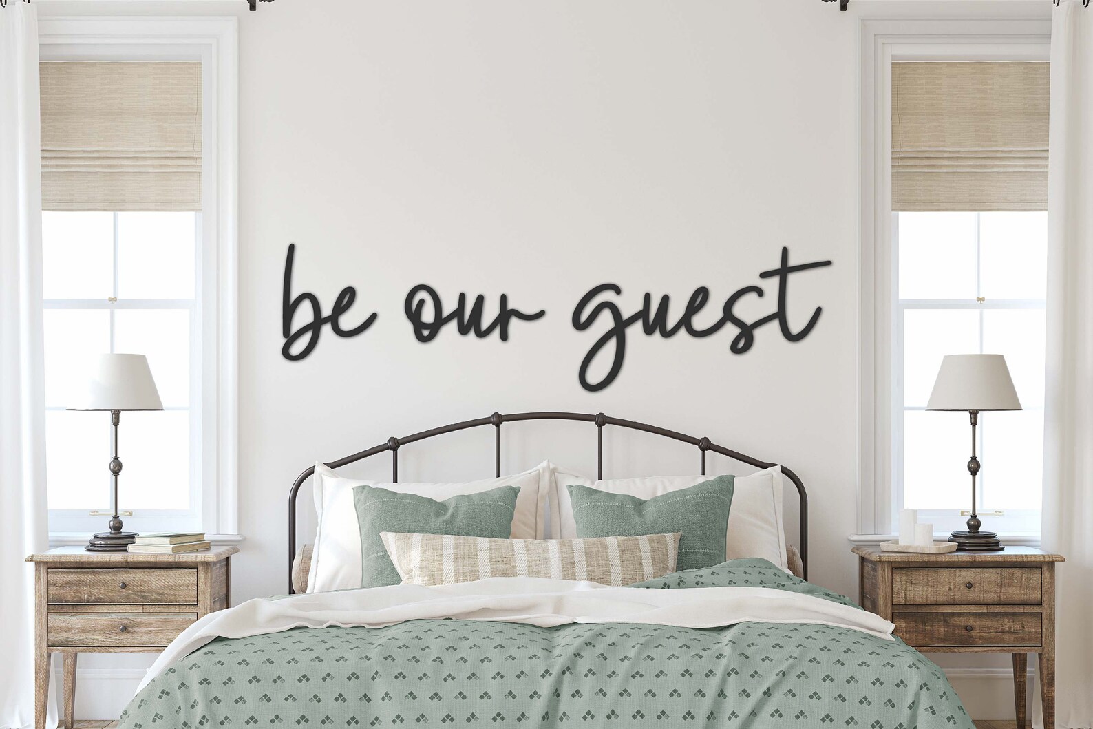 Be Our Guest Sign Wooden Words Above Bed Decor Guest Room Etsy