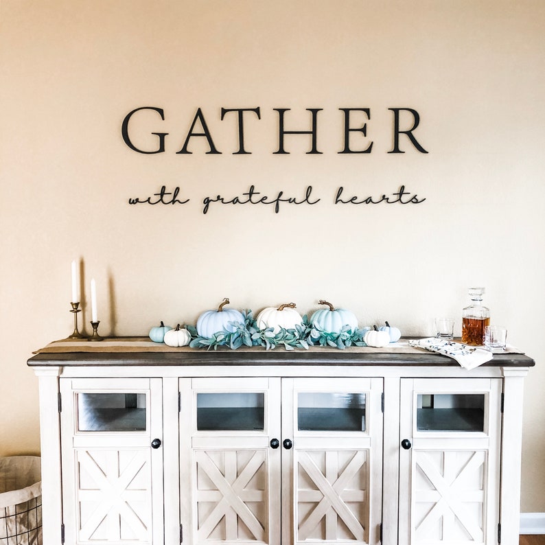 Gather Sign Fall Decor Dining Room Gather With Grateful Etsy