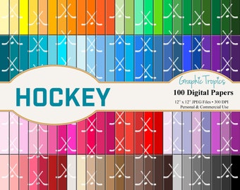 100 Hockey Digital Paper Scrapbook Colors | Hockey Sports Digital Paper Pack, Sports Paper, Hockey Scrapbooking Page, Commercial Use
