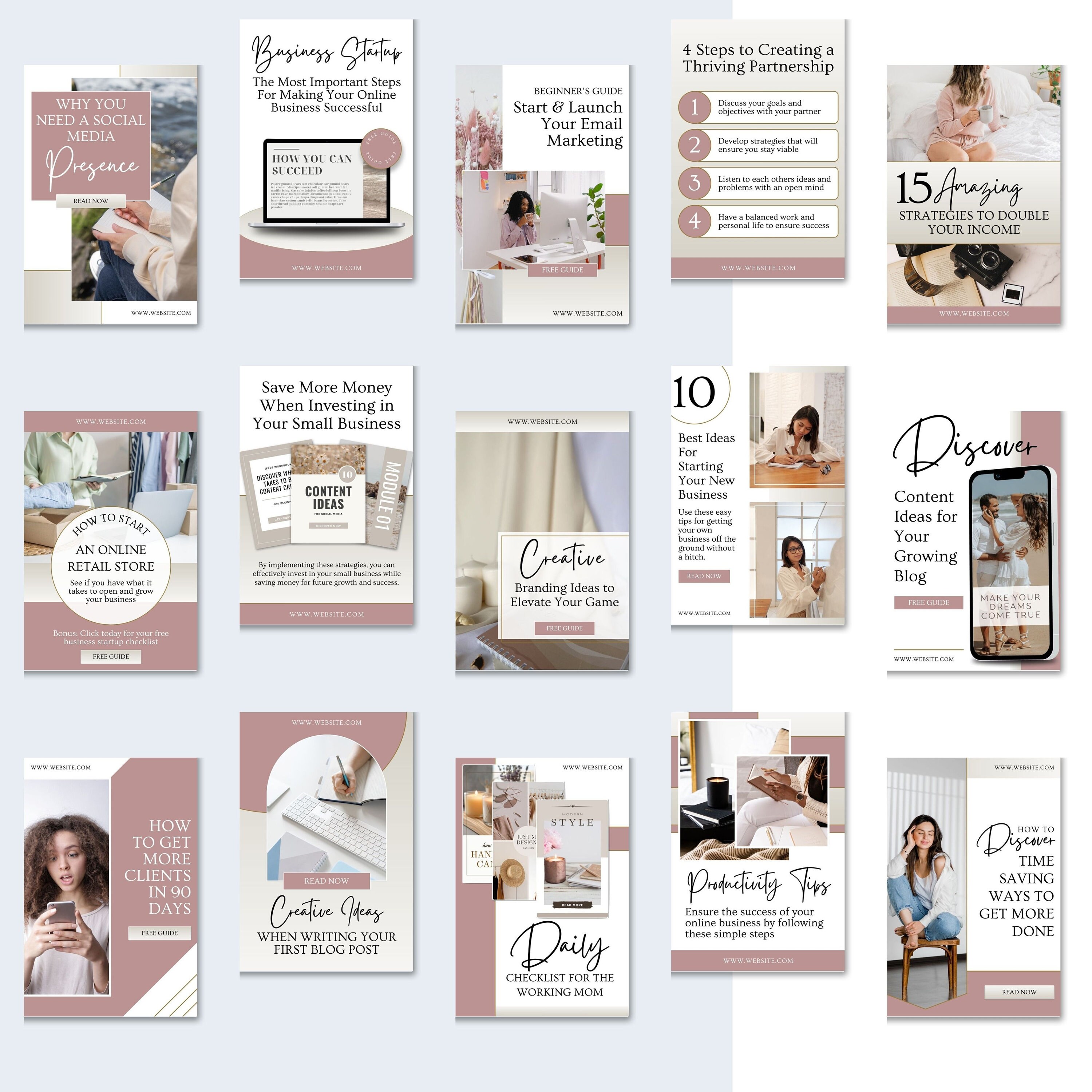 60 Rosy Brown Pinterest Pin Templates, Canva Minimalist Design (digital ...