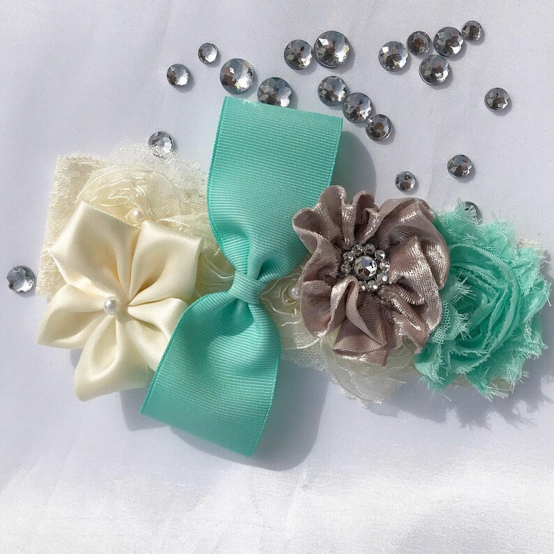 infant Shabby chic headband newborn toddler girl.