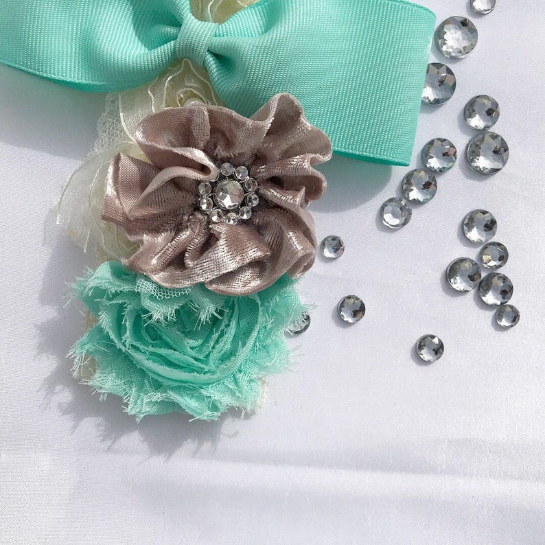 infant Shabby chic headband newborn toddler girl.