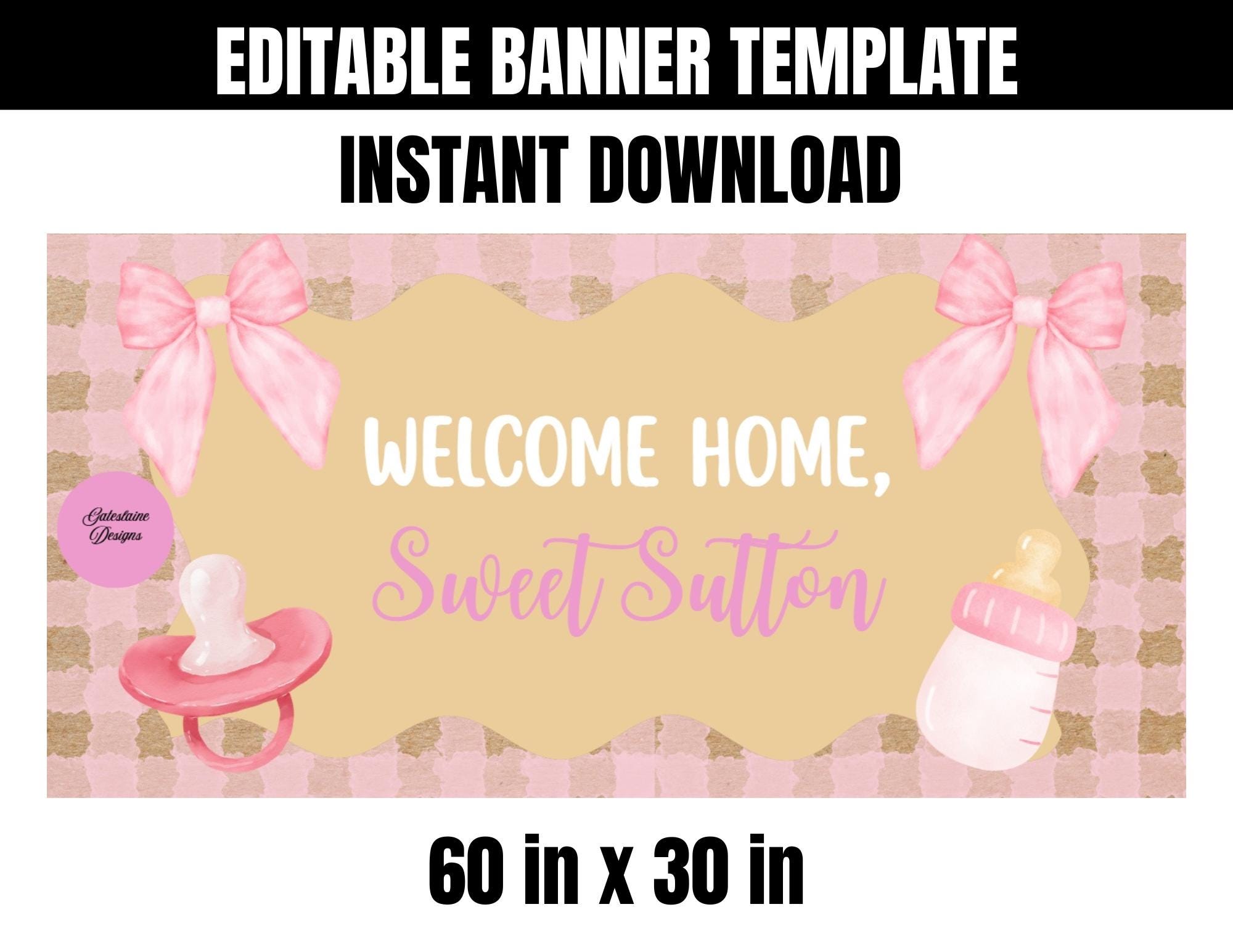 Ghirlanda Neonato Decorazione Baby Boy Benvenuto A Casa - Banner Blu Con Stelle Coccarda Nascita