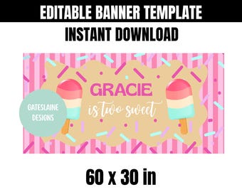 Editable Birthday Banner Template, Printable, Traceable, Party Decoration, DIY Banner, Instant Digital Download