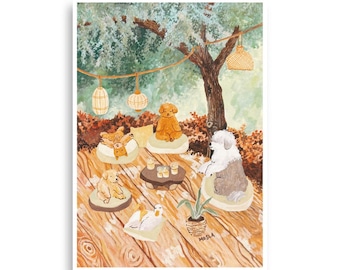 Dog Party Art Print | Puppy Wall Decor