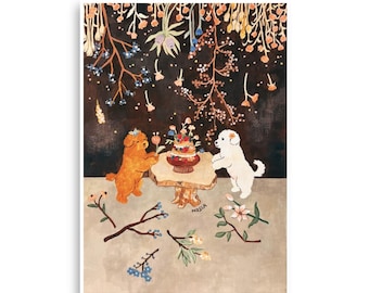 Dog Anniversary Poster | Cute Puppy Party Art Print