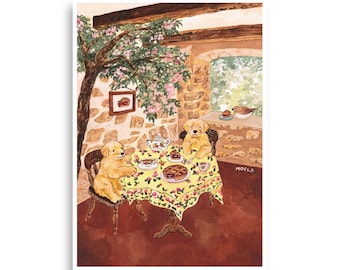 Raspberry Pie Puppies Poster, Kitchen Art Print