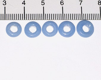 Periwinkle blue circular tiny glass beads set of 5, 8 mm 3mm holes