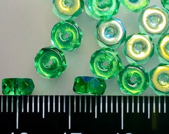 Kelly Green AB (15) 3 x 6 mm spacer Faceted Rondelle Bead Bright Green Flat Beads crystal Spring