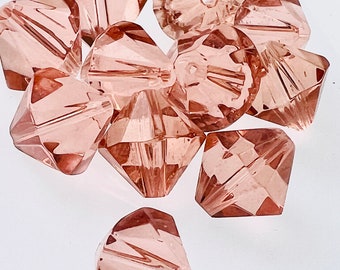 10mm Peach Vintage bicone beads. Clear Hand cut new old stock just gorgeous! 20 bead strand lot