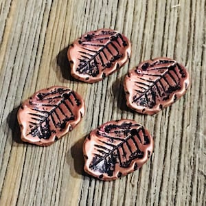 Blatt Perlen kupfer Farbe gebohrt vintage Blätter Perlen Ohrring Charms (Set 6)