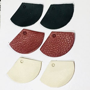 6 Leather Fan Earring Finding Blanks 2 each Cranberry, Black Off White  as shown 4.5 cm x3 cm Real authentic Leather