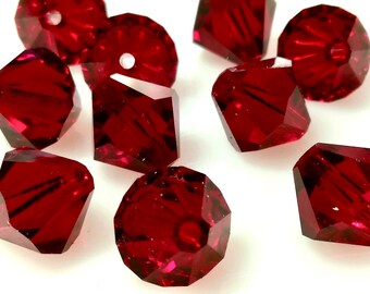 10 Siam 8mm Vintage Red Swarovski item # 5301 Bicone Beads Florida Bead Shop B11.