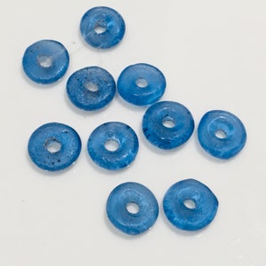 10 Gorgeous Recycle Blue Glass African Spacer Beads 10-12.mm large hole B31.10