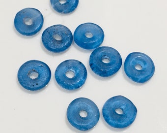 10 Gorgeous Recycle Blue Glass African Spacer Beads 10-12.mm large hole B31.10