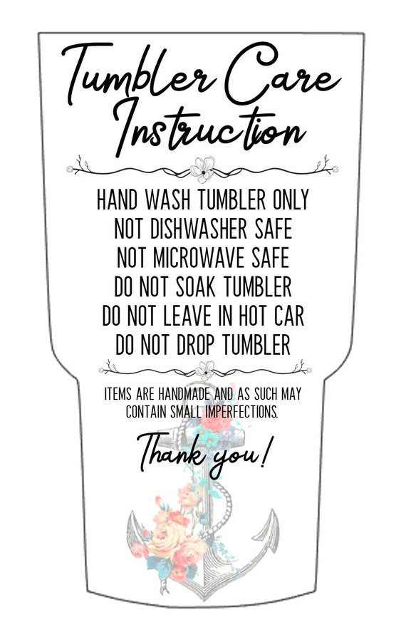 Tumbler Care Card Printable Cutout Silhouette Cameo PNG 