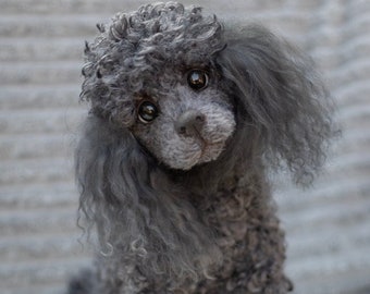 Grey poodle realistic puppy Angelica, (made to order) Replica Poodle Dog , Toy Poodle, Fur toy Poodle, Animal, Gift, stuffed Animal