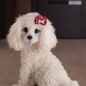 White poodle realistic puppy Jessica, Replica Poodle Dog ,  (made to order) realistic Toy Poodle, Felted Animal, Gift, stuffed Animal