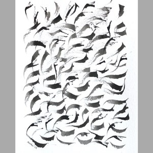 A4 original japanese ink painting, abstract artwork, monochrome, gift, love, friendship, home decor