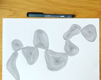 A4 handdrawn inkpen artwork, minimalistic, unique, gift, present, lines, art, drawing, minchkipatterns, pattern, design, love, monochrome