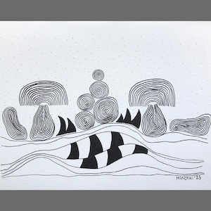 A5 original black ink drawing, mushrooms, fungi, nature, gift, present, wall decor, housewarming, milena mihaylova,