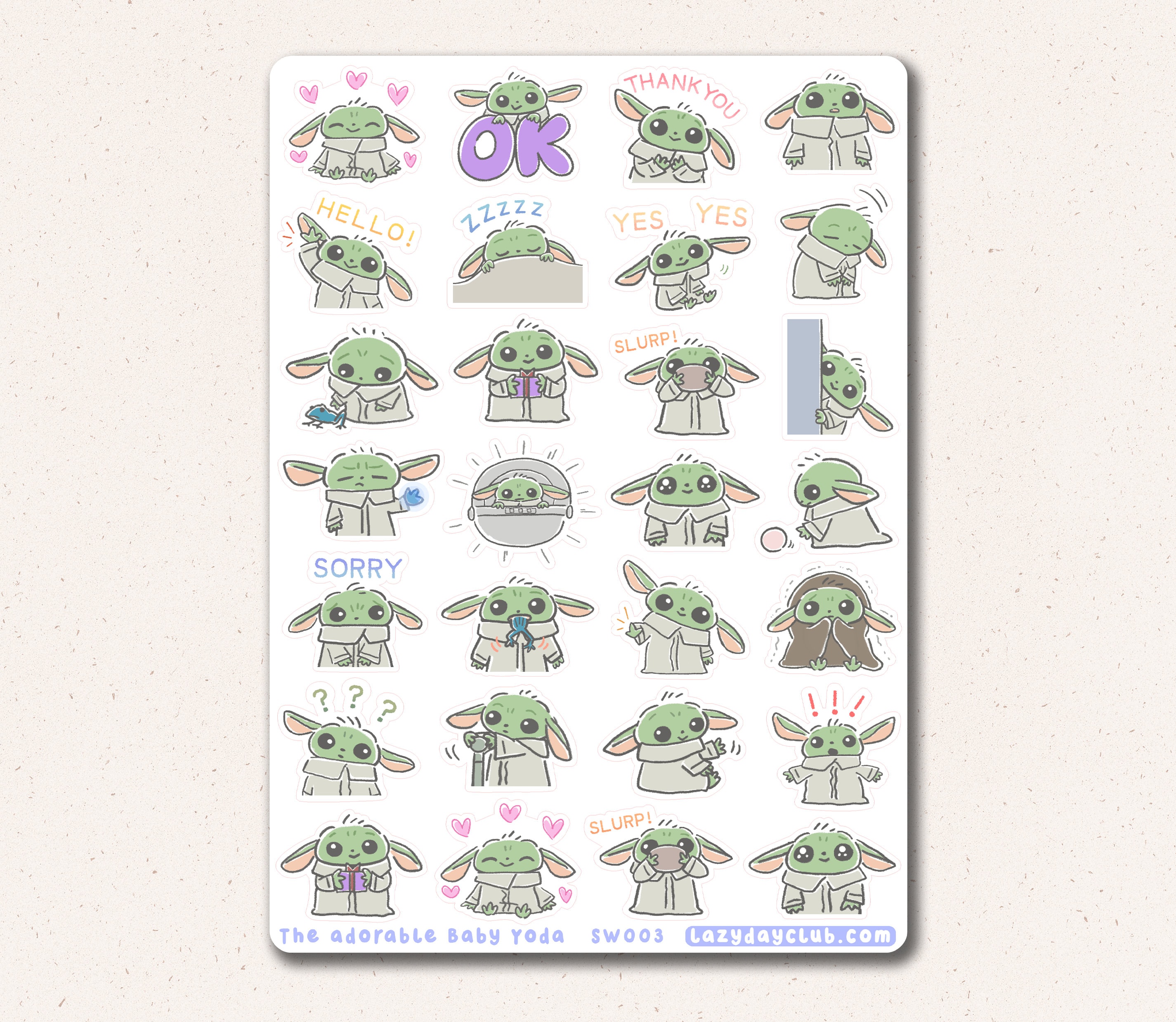BABY YODA Vinyl Stickers Grogu Stickers SW003 Star Wars Etsy