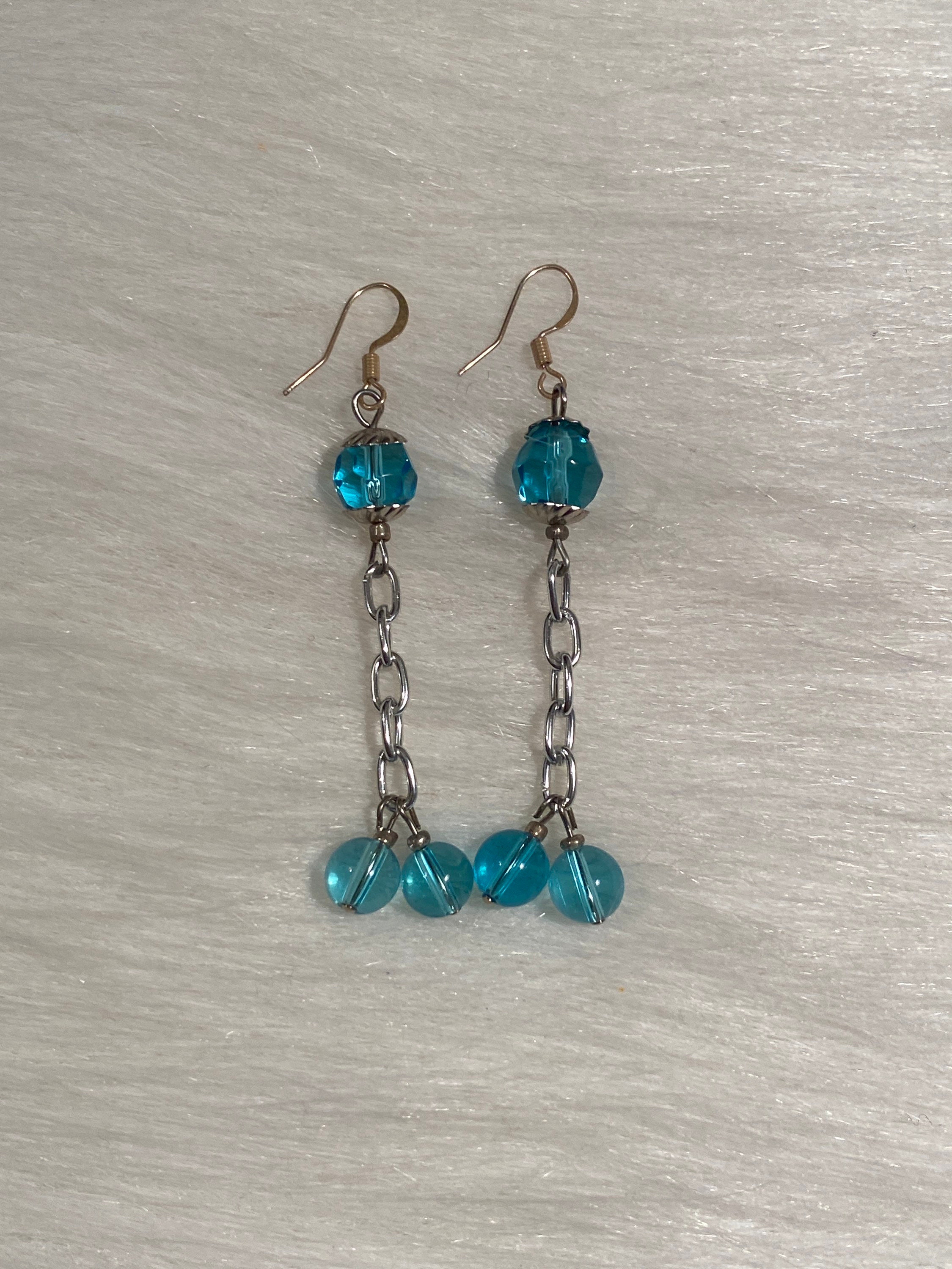 Handmade Earrings Turquoise Small Beads Silver Chain Silver | Etsy