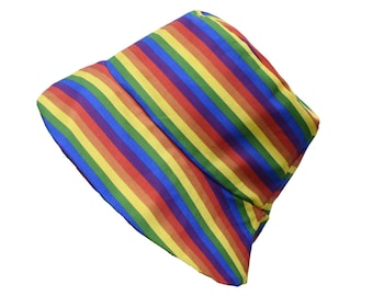 Reversible rainbow bucket or sun hat