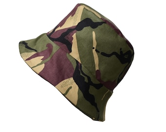 Green and brown camouflage bucket hat