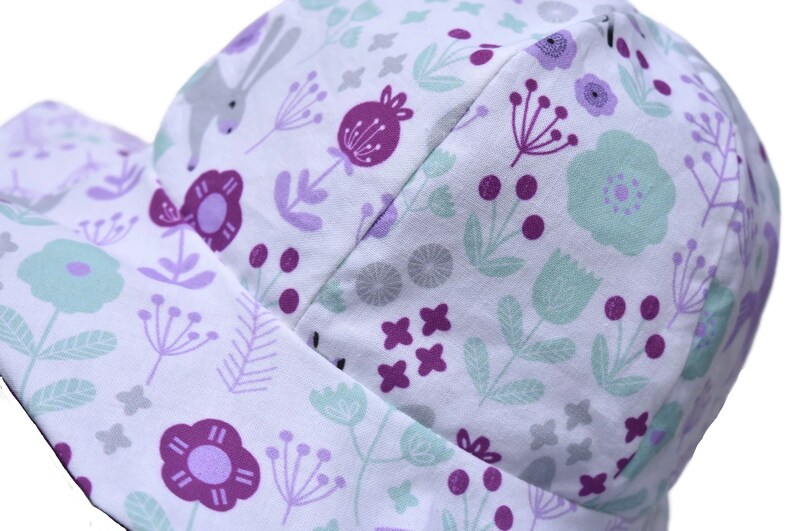 mother and daughter accessories Reversible babychild adult Sun hat with rabbit and woodland design