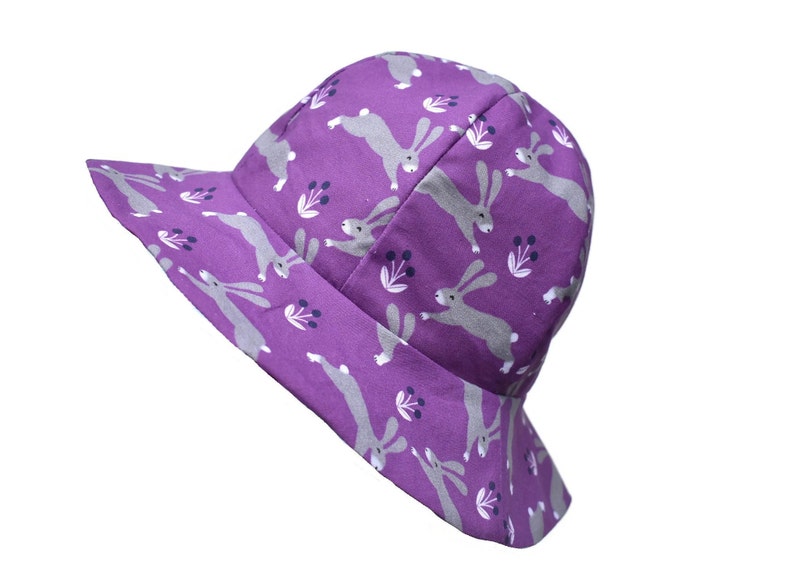 mother and daughter accessories Reversible babychild adult Sun hat with rabbit and woodland design