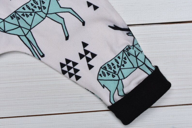 Geo deer grow-with-me harem pants Blue or pink slouch pants