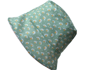Sombrero de cubo de margarita reversible hecho a mano