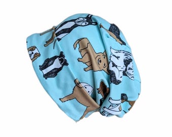 Dog print slouchy beanie hat