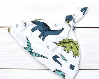 Dinosaur, knotted tie top beanie hat