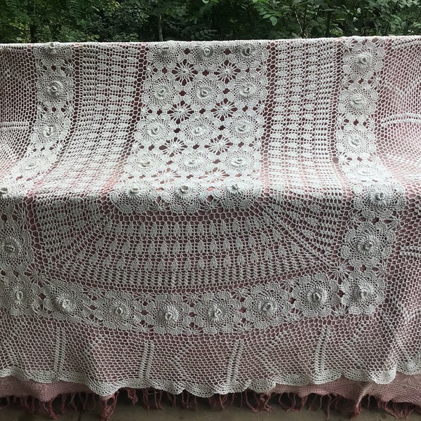 Throw Cream Crochet Natural