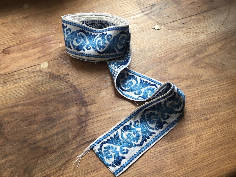 9ft long French blue fabric trim