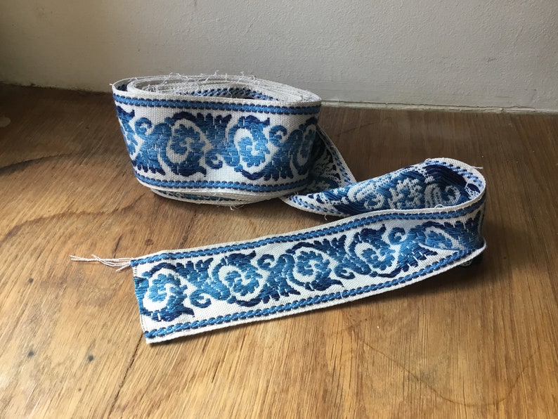 9ft long French blue fabric trim