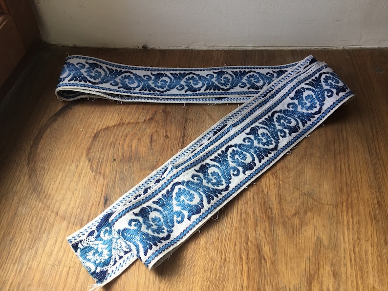 9ft long French blue fabric trim