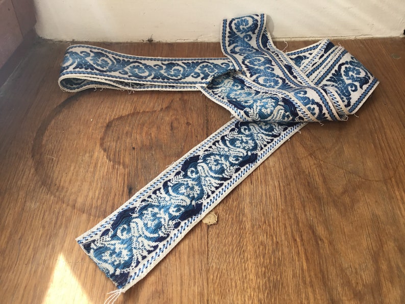9ft long French blue fabric trim
