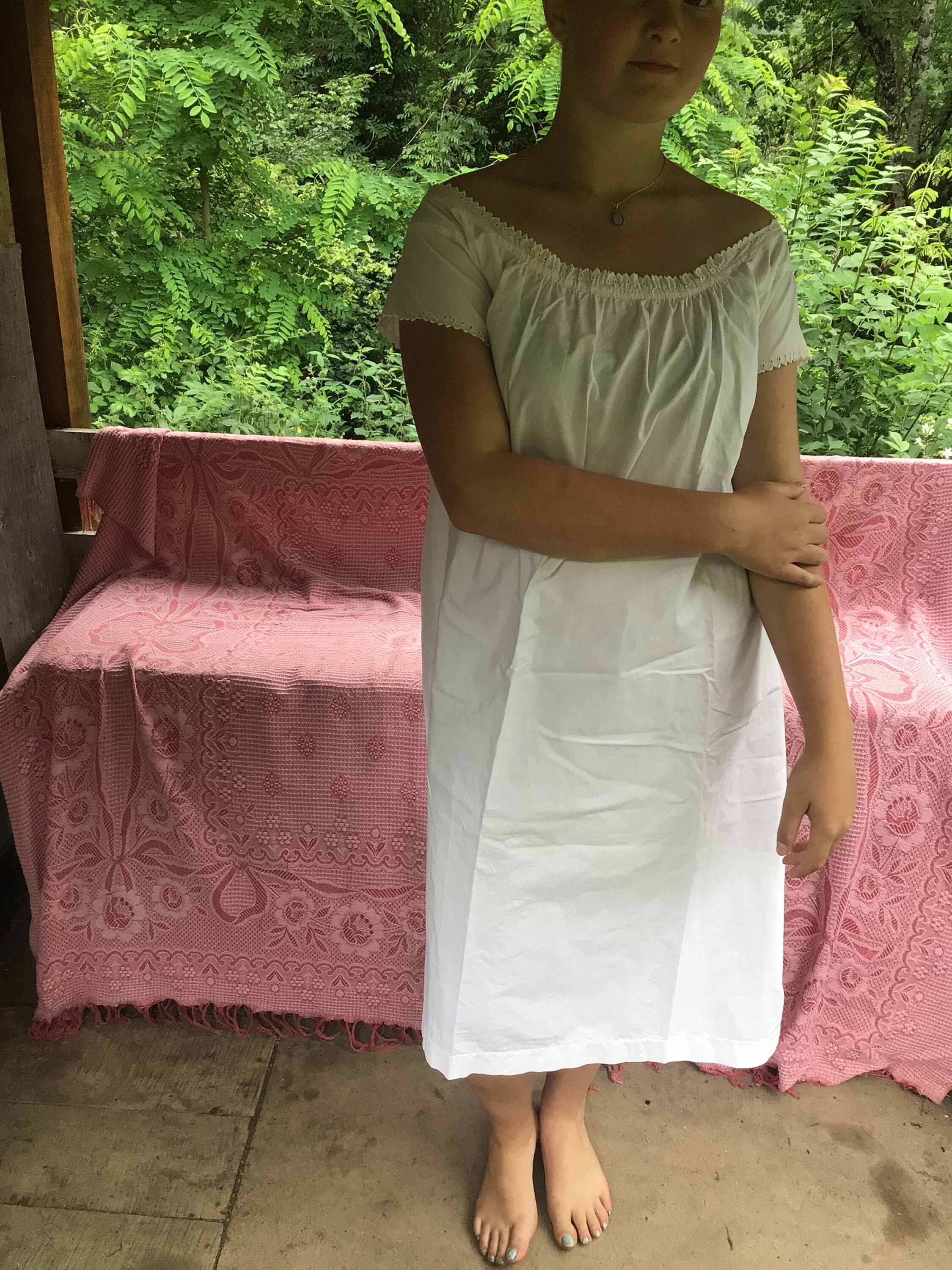 Slip Dress Cotton Vintage Cap Sleeve 