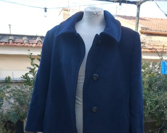 TADON WOOL COAT Vintage 80 Blue Long Coat Pure Wool Coat Made in Italy sz. M