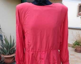 RED PEPLUM BLOUSE Vintage 80 'la Rinascente' Blouse Pure Silk Shirt Silk Blouse Peplum Shirt Shoulder Pads Blouse Made in Italy sz. IT44