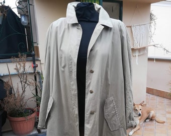 DUCA Di BARD OVERCOAT Vintage 80 Beige Trenchcoat Wool Quilted Jacket Coat Raincoat Buttons Made in Italy sz. M