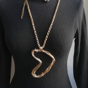 COLLANA CATENA CUORE Vintage 80 Collana Donna Tono Oro Catena Metallo Enorme Cuore Extender