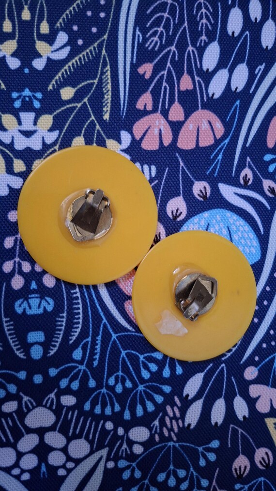 Boucles D'oreilles Vintage En Plastique Jaune - Ancien Stock D'usine Des Années 80 - Neuves Sans Emballage