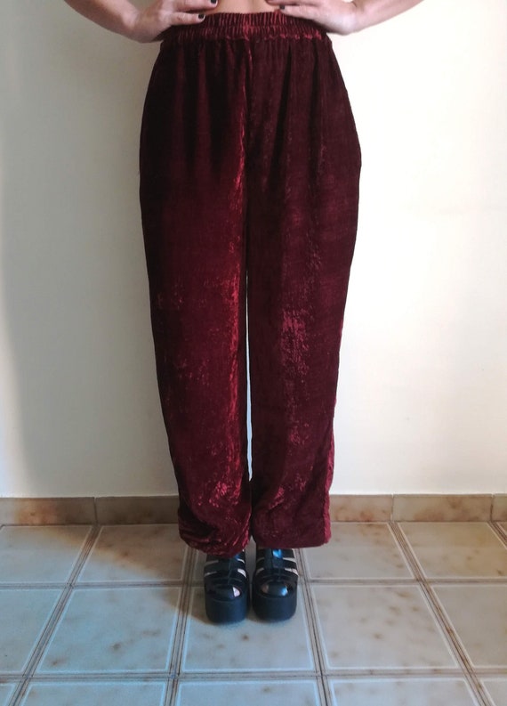 velvet burgundy pants